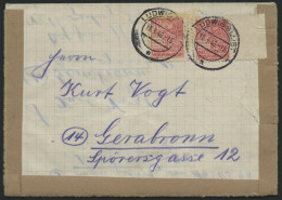MECKLENBURG-VORPOMMERN 36yg BRIEF, 1946, 12 Pf. Mittelrosa, Graues Papier, 2x Als Mehrfachfrankatur Auf Faltbrief Von LU - Other & Unclassified