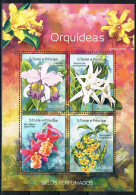 Bloc Sheet  Fleurs Orchidées Flowers Orchids  Neuf  MNH **   S Tome E Principe 2014 - Orchideeën