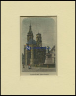 STUTTGART: Die Stiftskirche Und Das Schillerdenkmal, Kolorierter Holzstich Um 1880 - Stampe & Incisioni