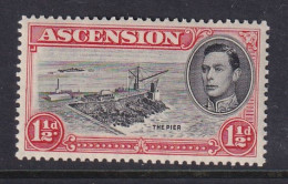 Ascension: 1938/53   KGVI    SG40    1½d   Black & Vermilion  [Perf: 13½]  MH - Ascensión