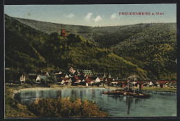 AK Freudenberg A. Main, Ortsansicht Mit Flusspartie Und Burg  - Other & Unclassified