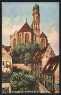 Künstler-AK Augsburg, Partie Bei Der Kirche St. Ulrich  - Augsburg