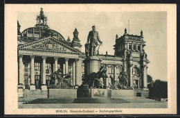 AK Berlin, Reichstagsgebäude Mit Bismarck-Denkmal  - Tiergarten