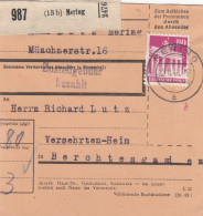 BiZone Paketkarte 1948: Mering Nach Berchtesgaden, Versehrten-Heim - Lettres & Documents