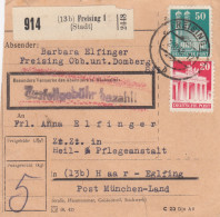 BiZone Paketkarte 1948: Freising Nach Heil- Und Pflegeanstalt In Haar-Eglfing - Lettres & Documents