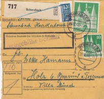 BiZone Paketkarte 1948: Schwabach Nach Holz Bei Gmund Am Tegernsee - Cartas & Documentos