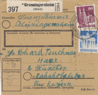BiZone Paketkarte 1948: Grossingersheim Nach Haar Bei München - Cartas & Documentos