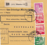 BiZone Paketkarte 1948: München Nach Haar, Turnerschaft, Selbstbucherkarte - Cartas & Documentos