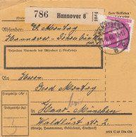 BiZone Paketkarte 1948: Hannover 8 Nach Haar-München - Cartas & Documentos