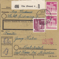 BiZone Paketkarte 1948: Ulm Nach Neukeferloh - Cartas & Documentos