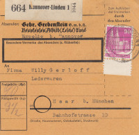 BiZone Paketkarte 1948: Hannover-Linden Nach Haar, Selbstbucherkarte Mit Wert - Storia Postale