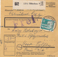 BiZone Paketkarte 1948: München 9 Nach Haar, Heil- U. Pflegeanstalt - Storia Postale