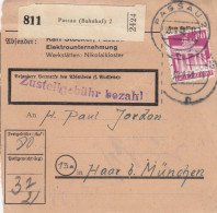 BiZone Paketkarte 1948: Passau (Bahnhof) 2 Nach Haar B. München - Briefe U. Dokumente