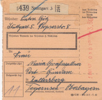 BiZone Paketkarte 1947: Stuttgart Nach Zollersberg Tegernsee - Storia Postale