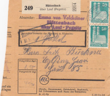 BiZone Paketkarte 1948: Hüttenbach Nach Eglfing - Briefe U. Dokumente