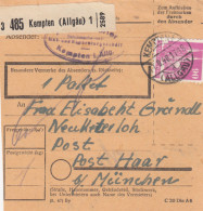 BiZone Paketkarte 1948: Kempten Nach Post Haar Bei München - Storia Postale