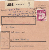 BiZone Paketkarte 1948: München Nch Haar/München, Lebensmittel - Cartas & Documentos