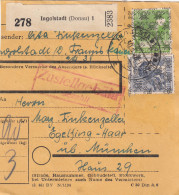 BiZone Paketkarte 1948: Ingolstadt (Donau) Nach Eglfing über München - Brieven En Documenten