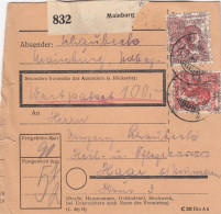 BiZone Paketkarte 1947: Mainburg Nach Haar, Wertpaketkarte, Pflegeanstalt - Cartas & Documentos