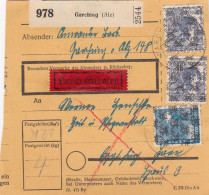 BiZone Paketkarte: Garching Nach Eglfing, Durch Eilboten - Lettres & Documents