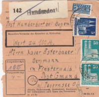 BiZone Paketkarte 1948: Hunderdorf Nach Finsterwald, Wertkarte, Notopfer - Cartas & Documentos