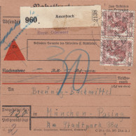 BiZone Paketkarte 1948: Amorbach Nach Pasing, Backmittel, Nachnahme, Nachgebühr - Covers & Documents