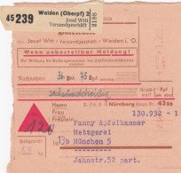 BiZone Paketkarte 1948: Weiden, Witt Nach München, Selbstbucher, Nachnahme - Briefe U. Dokumente