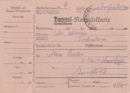 BiZone Paketkarte 1948: Großauheim - München, Doppel-Notpaketkarte - Cartas & Documentos