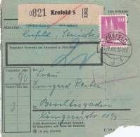 BiZone Paketkarte 1948: Krefeld Nach Berchtesgaden, Nachgebühr, Besonderes Form. - Cartas & Documentos