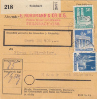 BiZone Paketkarte 1948: Feilnbach, Lederwaren Nach Haar, Wertkarte - Covers & Documents