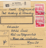 BiZone Paketkarte 1948: Salching über Straubing Nach Haar, Heilanstalt - Cartas & Documentos