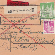 BiZone Paketkarte 1948: Eichstätt Nach Haar, Wertkarte, Durch Eilboten - Covers & Documents