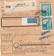 BiZone Paketkarte 1948: München 25 Nach Finsterwald, Notopfer - Cartas & Documentos