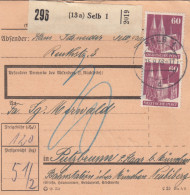 BiZone Paketkarte 1948: Selb Nach Putzbrunn über Bahnstation Biberg, Nachgebühr - Cartas & Documentos