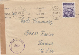 1947 / 1958 : Wien Mit Falscher Stempeleinstellung Nach Kansas/USA Mit Zensur - Storia Postale