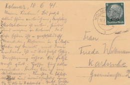 2x Ansichtskarte 1941, Kolmar, Schlettstadt/Mühlhausen Nach Karlsruhe - Covers & Documents