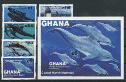 Ghana 977-981, Block 100 Postfrisch Delphine #JK869 - Ghana (1957-...)