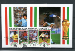 Grenada 2161-2164, Block 255-256 Postfrisch Fußball #JK573 - Grenada (1974-...)