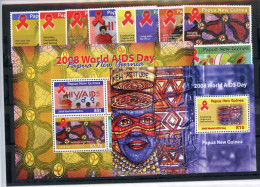 Papua Neuguinea 1359-1367, Block 71-72 Postfrisch Aids-Bekämpfung #JK974 - Papouasie-Nouvelle-Guinée
