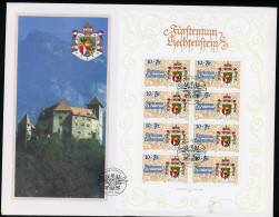 Liechtenstein Kleinbogen Mit 1136 Staatswappen Ersttagesbrief/FDC #KE563 - Autres & Non Classés