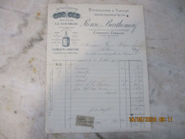 Facture   Fabrique D'Absinthe Année 1898 Clermont Ferrand - Andere & Zonder Classificatie