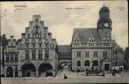 CPA Dortmund Im Ruhrgebiet, Rathaus, Bücherei, Sparkasse, Nationalbank - Sonstige & Ohne Zuordnung