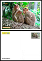 MALI 2022 STATIONERY CARD - INDIA ENDEMIC FAUNA - APES APE MONKEYS MONKEY SINGES SINGE AFFEN - RARE - Affen