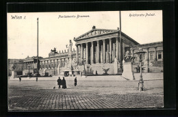 AK Wien, Parlaments-Brunnen Und Reichsrats-Palast  - Autres & Non Classés