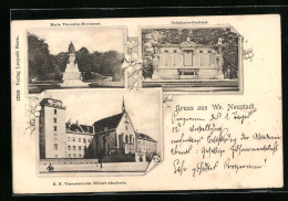 AK Wr. Neustadt, K. K. Theresianische Militair-Akademie, Maria Theresien-Monument, Gefallenen-Denkmal  - Autres & Non Classés