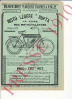 Publicité 1911 Moto Légère Rupta Motocyclette Ancienne Vintage 216CH22 - Reclame