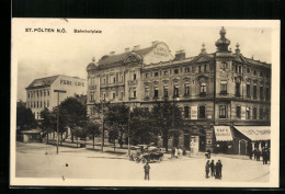 AK St. Pölten /N.-Ö., Bahnhofplatz Mit Hotel Bahnhof Und Park-Cafe  - Other & Unclassified