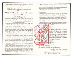 DP Maria Philomena Verhoeven ° Wondelgem 1891 † Gent 1950 X C. Roegiers / Van Hijfte De Craene Denijs Pussemier Polfliet - Images Religieuses