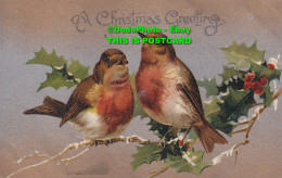R455677 A Christmas Greeting. Birds. S. 4. B. B. London. Greeting Card. Postcard - Autres & Non Classés