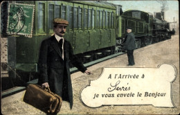 CPA Sèvres Hauts De Seine, Eisenbahn, Bahnsteig, Reisender, Schaffner - Sonstige & Ohne Zuordnung